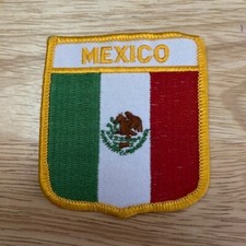 MEXICO Vintage Embroidered 2.5" x 2.75" Iron-On Gold Country Flag Patch