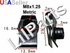 Zinc Plated U J Fold Over Clip On Extruded Nut M8 - 1.25 Sheet Metal Body Fender