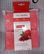 SKINUTRIENTS~POMEGRANATE PUNCH~40+ WASHES BODY WASH IN A SPONGE NIP R9 27