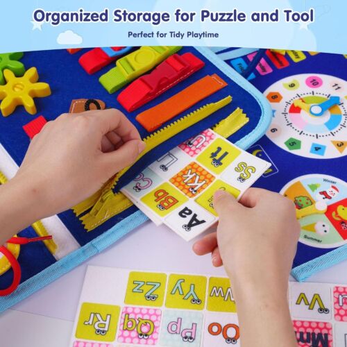 Busy Board Montessori Toys for 1 2 3 4 Years Old, Toddler Busy Book Sensory - Picture 4 of 9