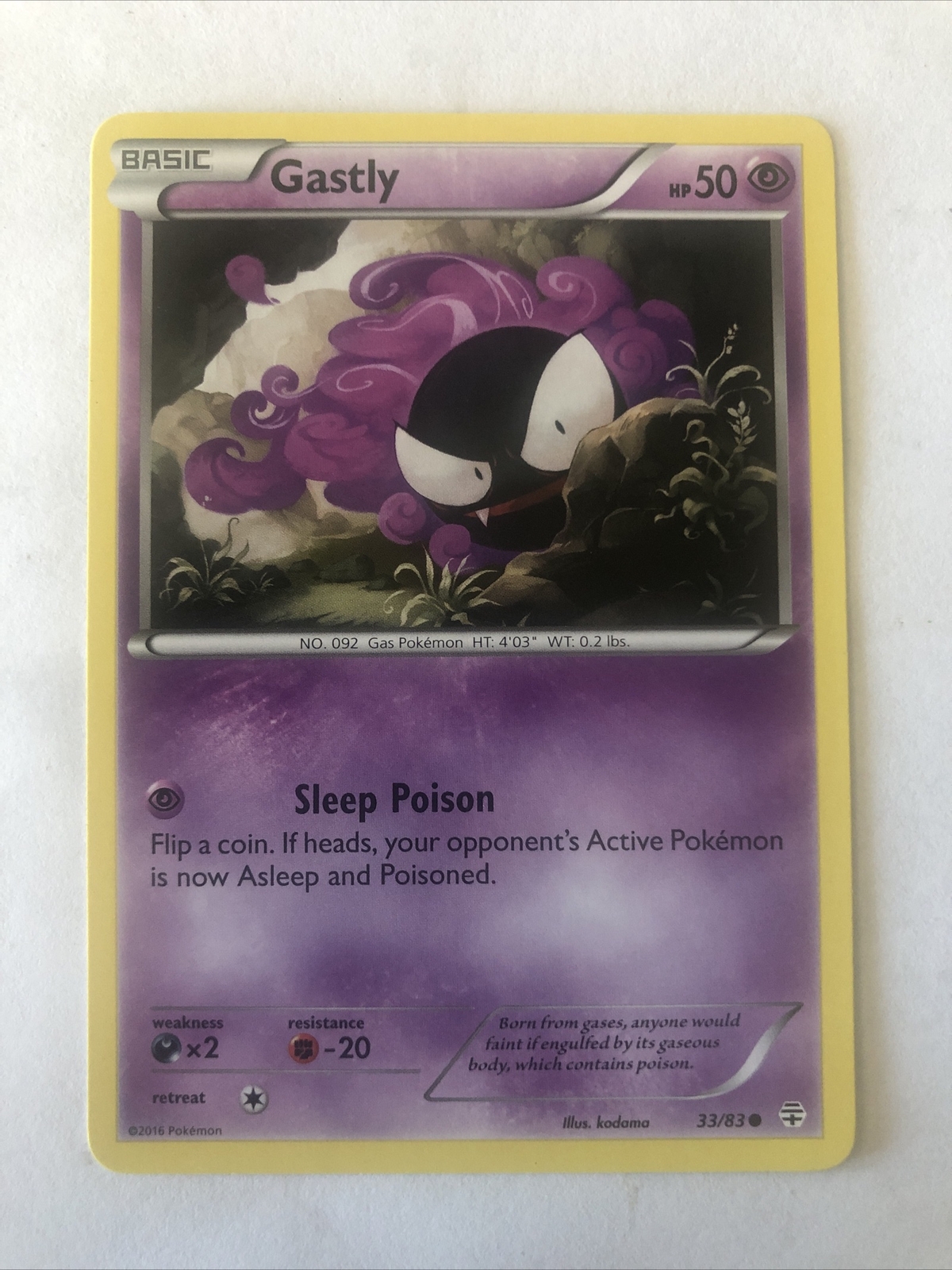 GASTLY - 33/83 - XY GENERATIONS - Common - Pokemon Card - NM