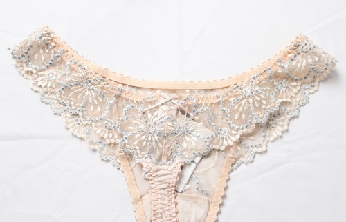 Marie Jo Women's Sheer Embroidery Jane Thong ZG3 Pale Peach Small NWT - Picture 3 of 4