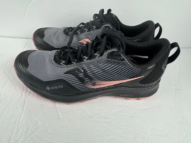 Saucony Womens Peregrine 12 Charcoal Black/Shell Trail Running Shoes-New w/o Box