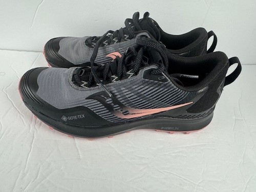 Scarpe da trail running Saucony donna Peregrine 12 nero antracite/conchiglia - nuove senza scatola - Foto 1 di 6
