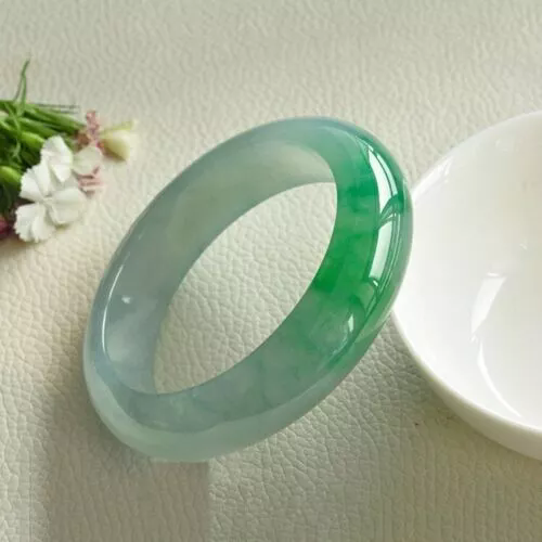 Real Natural Myanmar Verde Hielo Jade Jadeíta Pulseras Brazalete Joyería 56MM - Imagen 3 de 8