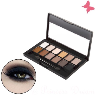Lidschatten Palette Make-UP Set 12 Farben Matte Schimmer + Pinsel Eyeshadow Kit