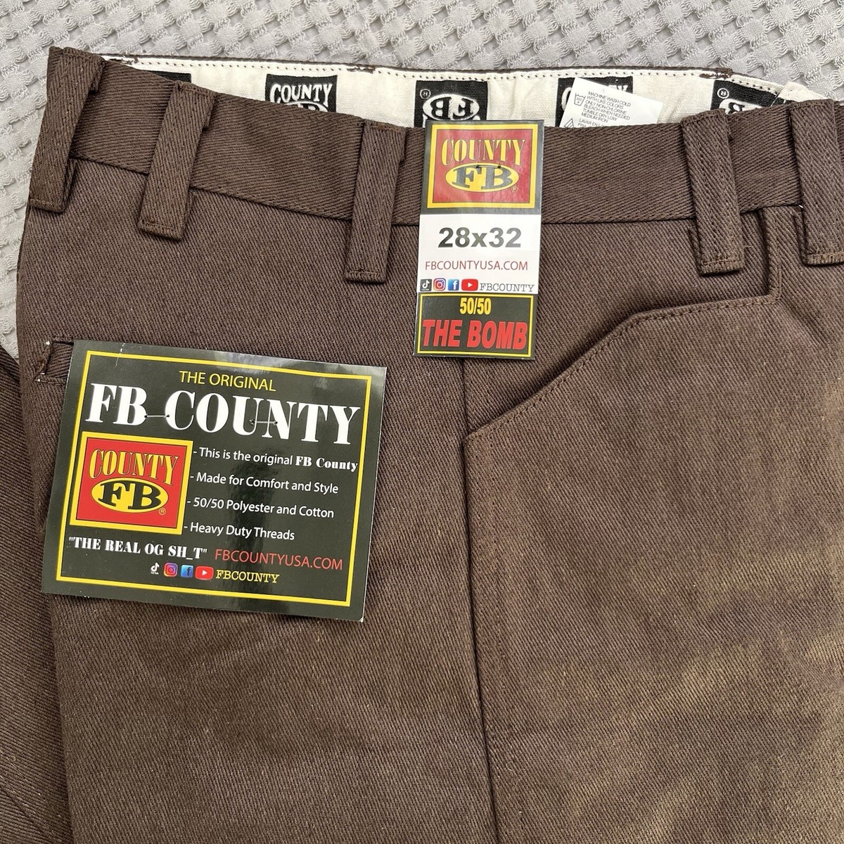 FB County pants Mens 28x32 Brown Heavyweight OG 50/50 The