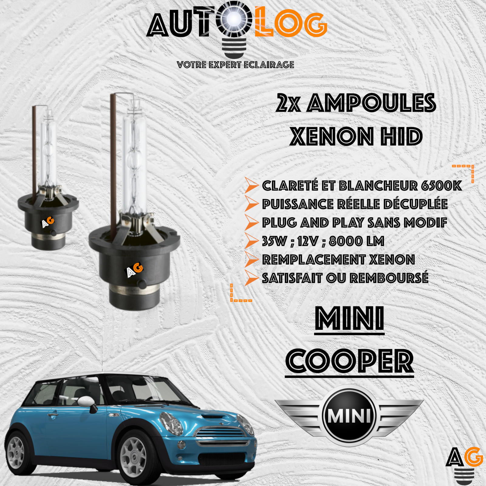Kit ampoule xénon HID Mini Cooper R50 anti reflets pour sécuriser la conduite de nuit