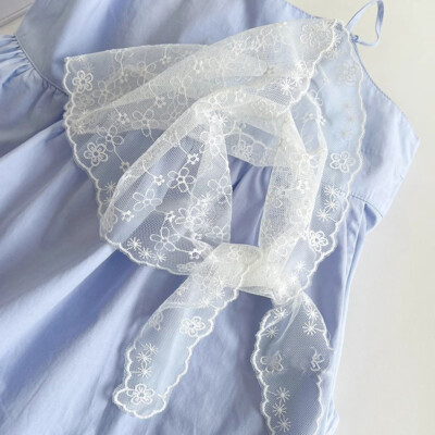 Thin Breathable Ribbon Headscarf Embroidered Flower Branches Lace Small Shawl US