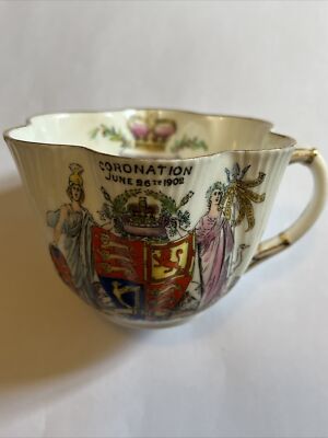 Foley China 1902 Krönungstasse Edward VII - einige Risse