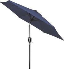 7.5ft Patio Umbrella Outdoor Yard Umbrella with Push Button Tilt/Crank Dark Blue