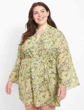 Lane Bryant Floral Print Chiffon Robe Butterfly Floral Plus Size 18/20 NWT 