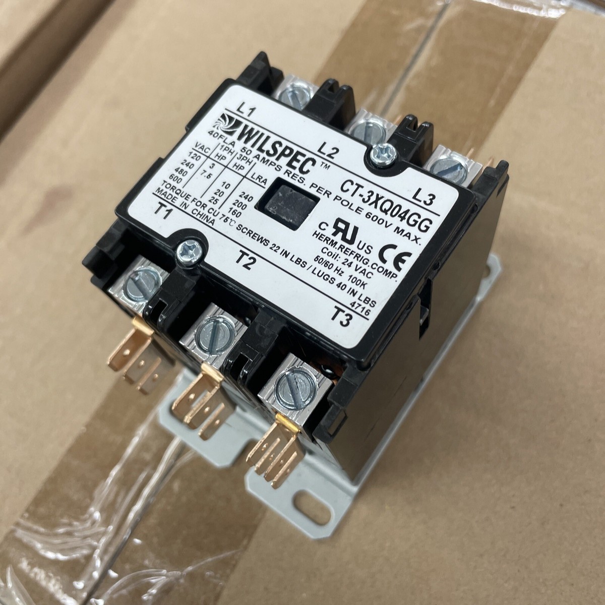 NEW * Wilspec Industries CT-3XQ04GG 3 Pole 50A Contactor | eBay