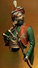 1/10 Scale Resin Bust - Middle Eastern Warrior with Turban and Swords Unassemble