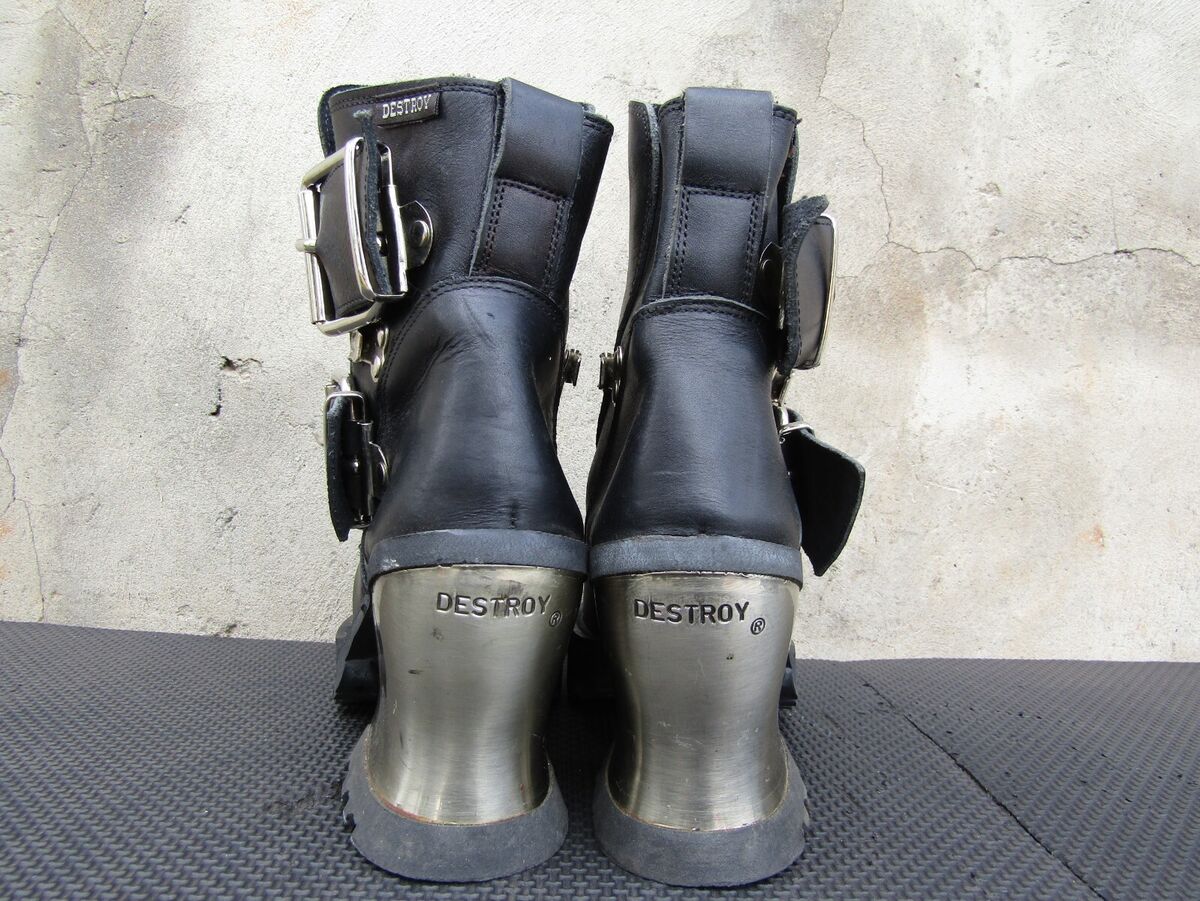 DESTROY Vintage 90s Y2K Leather Chunky Platform Steel Heel DESTROY Vintage 90s Y2K Leather Chunky Platform Steel Heel