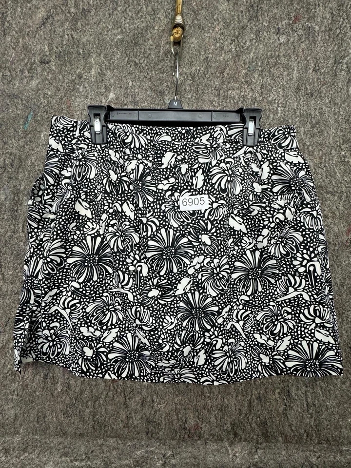 Falda corta de golf Coral Bay para mujer negra blanca floral cremallera lateral talla 16P Foto 3 de 4