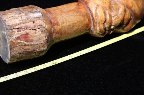 VINTAGE massive MCM Hand Carved Wood Statue of MAN male Figure 15 3/4" TIKI bar - Picture 15 of 15