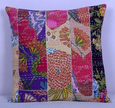 16 " Divano Decorazione Kantha Copricuscino Handmade Patchwork Punto Arte