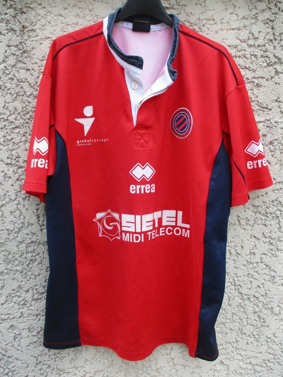 Maillot rugby ASBH BEZIERS rouge vintage coton ERREA home