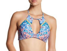 NEW Red Carter High Neck Strappy Macrame Back Bikini Top M Medium 97