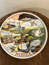 Figgio Norway "Norge" Plate 8" diameter Landscape Depictions - No Chips EUC