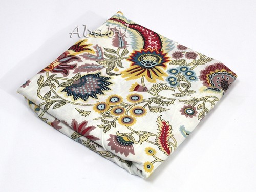 Indian Cotton Voile Fabric By the Yard White Multi Floral Printed Dress Material - Picture 3 of 10