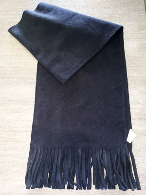 men or women SOLID BLACK FLEECE WINTER SCARF 50 INCH X 10 WIDE