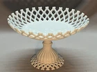 Vintage Westmoreland Open Lattice 10 3/4" Milk Glass Compote Pedestal Bowl