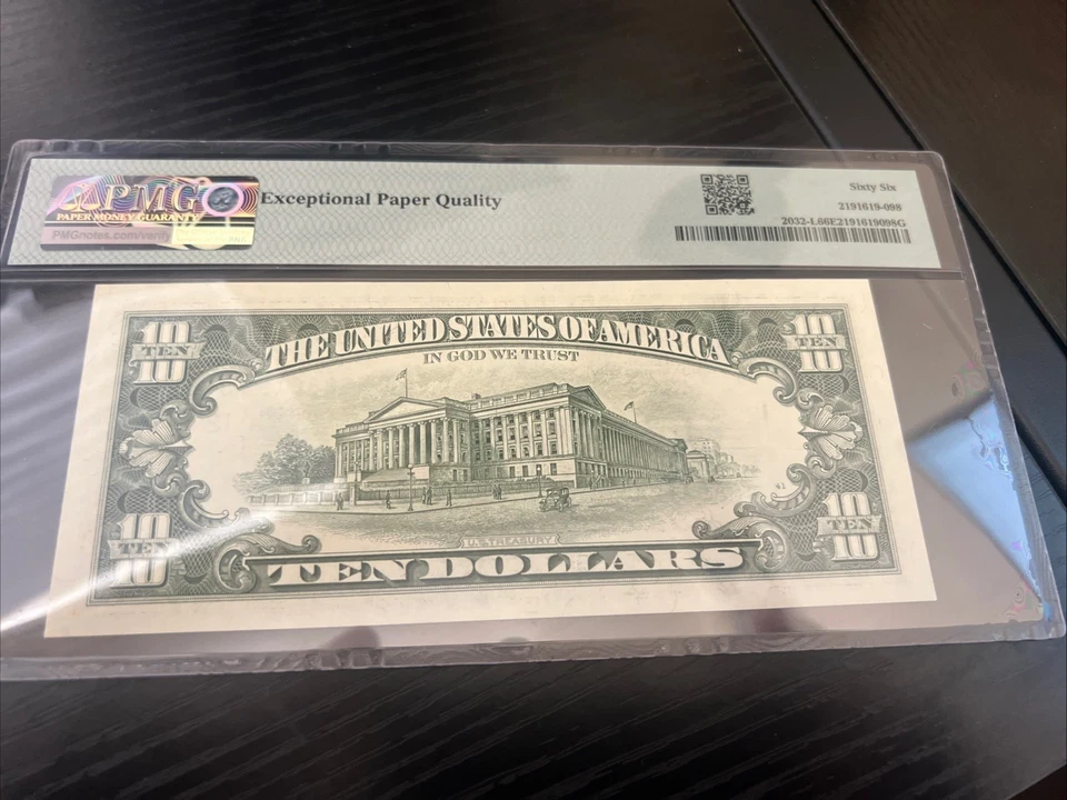 FR. 2032-L 1995 $10 FRN SAN FRANCISCO, CA PCGS GEM UNCIRCULATED-66 EPQ - Image 2 of 2