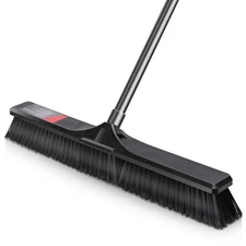 Push Broom Outdoor Heavy Duty,24" Push Broom with Stiff Bristles,Heavy Duty G...