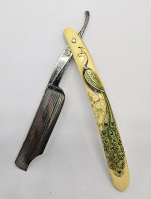 VINTAGE GOLDEN RULE CUTLERY CHICAGO PEACOCK STRAIGHT RAZOR