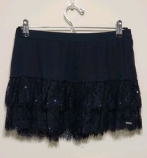 Abercrombie Kids Girl's Junior's Navy Blue Sequins Lace Skirt Layred Size XL NWT