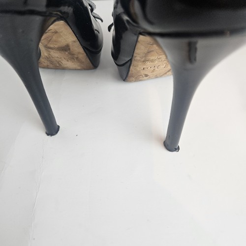 Christian Dior Black Patent Leather Peep Toe Platform Pump. Women's Sz 36 ( 6) - Picture 6 of 13