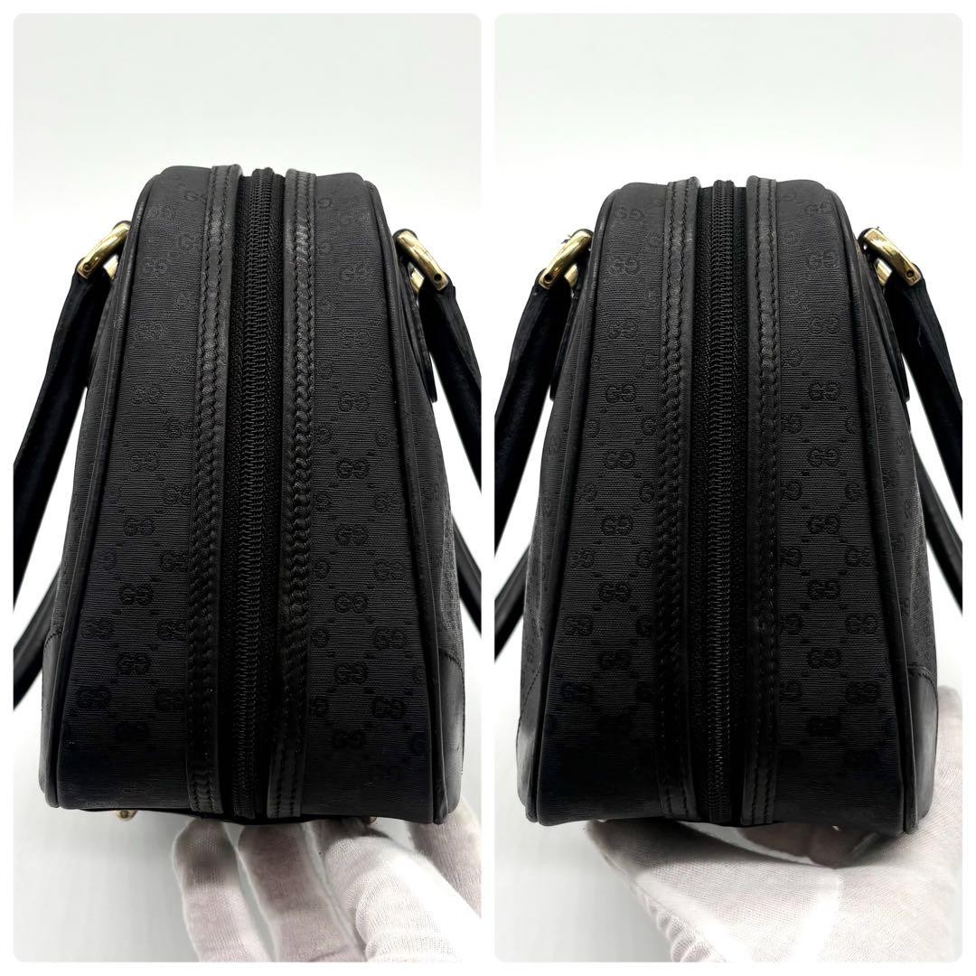 GUCCI Micro GG Interlocking Leather Handbag Black Authentic Excellent Condition — image 4
