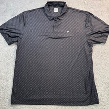 Callaway Mens XXL Opti-Dri Golf Polo Shirt Black Geometric Chevron Print