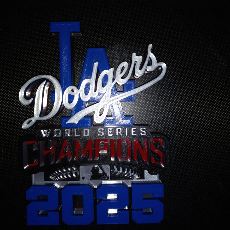 12 Inch LA DODGERS 3D 2025 WORLD SERIES CHAMPIONS PLAQUE STAND OR WALL SIGN - Image 2 of 4
