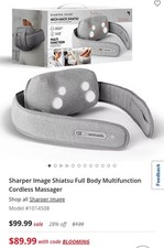 Sharper Image Shiatsu Cordless Rechargeable Body Massager Neck/Back/Foot Gray
