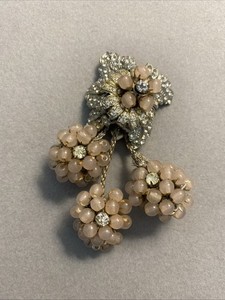 Vintage Pink Glass & Rhinestone Dress Fur Clip - Haskell?