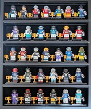 Custom 32 Minifigures Football 🏈 Building Blocks & Black Display Case Lock