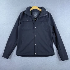 883 Police Mens Arvin Jacket Black Size Small Hooded Full-Zip Snap Utility Italy