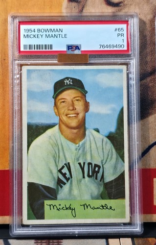 MICKEY MANTLE 1954 Bowman Baseball #65 Graded PSA 1 *SHARP* NEW YORK YANKEES HOF