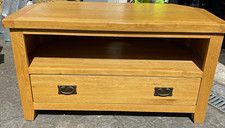 Medium Oak Wood TV Stand for 30-50in TVs, Freestanding, 1 Drawer & Shelf