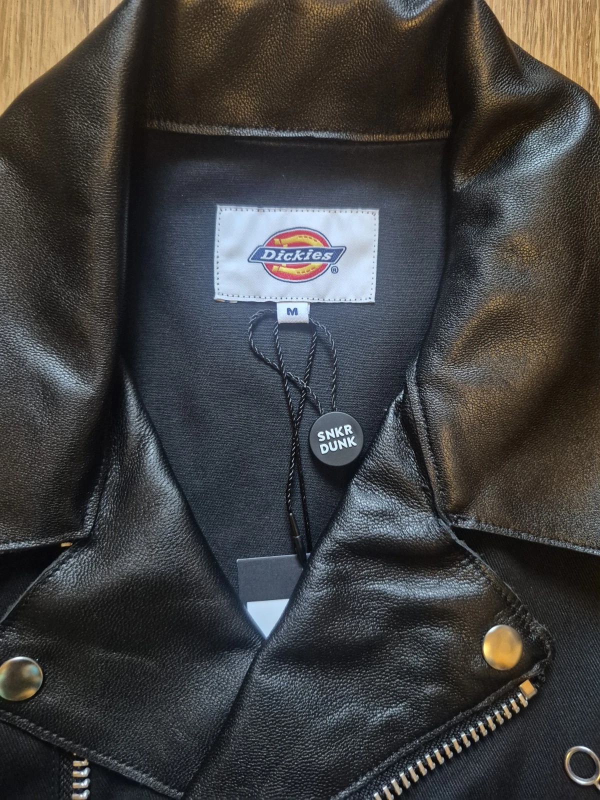 Schott Dickies Men's Black Motorcycle Jacket M Zip Point Collar Canvas - product detail image 3
