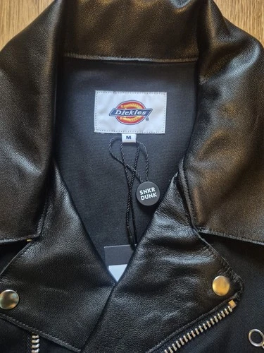 Schott Dickies Men's Black Motorcycle Jacket M Zip Point Collar Canvas image 3