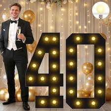 Vimlits Large 4FT Light Up Numbers Birthday Decoration, Black Marquee Number Sig