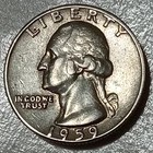 1959 P  Washington Quarter - 90% Silver, 67 Year-Old Coin