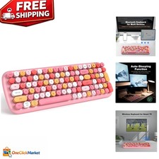 Comfortable Ergonomic Wireless Keyboard  Mouse Combo in Chic Light Pink Design
