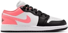 Air Jordan 1 Low Big Kids' Shoes Black/White/Pink Gaze Size 5.5 - Black/White/