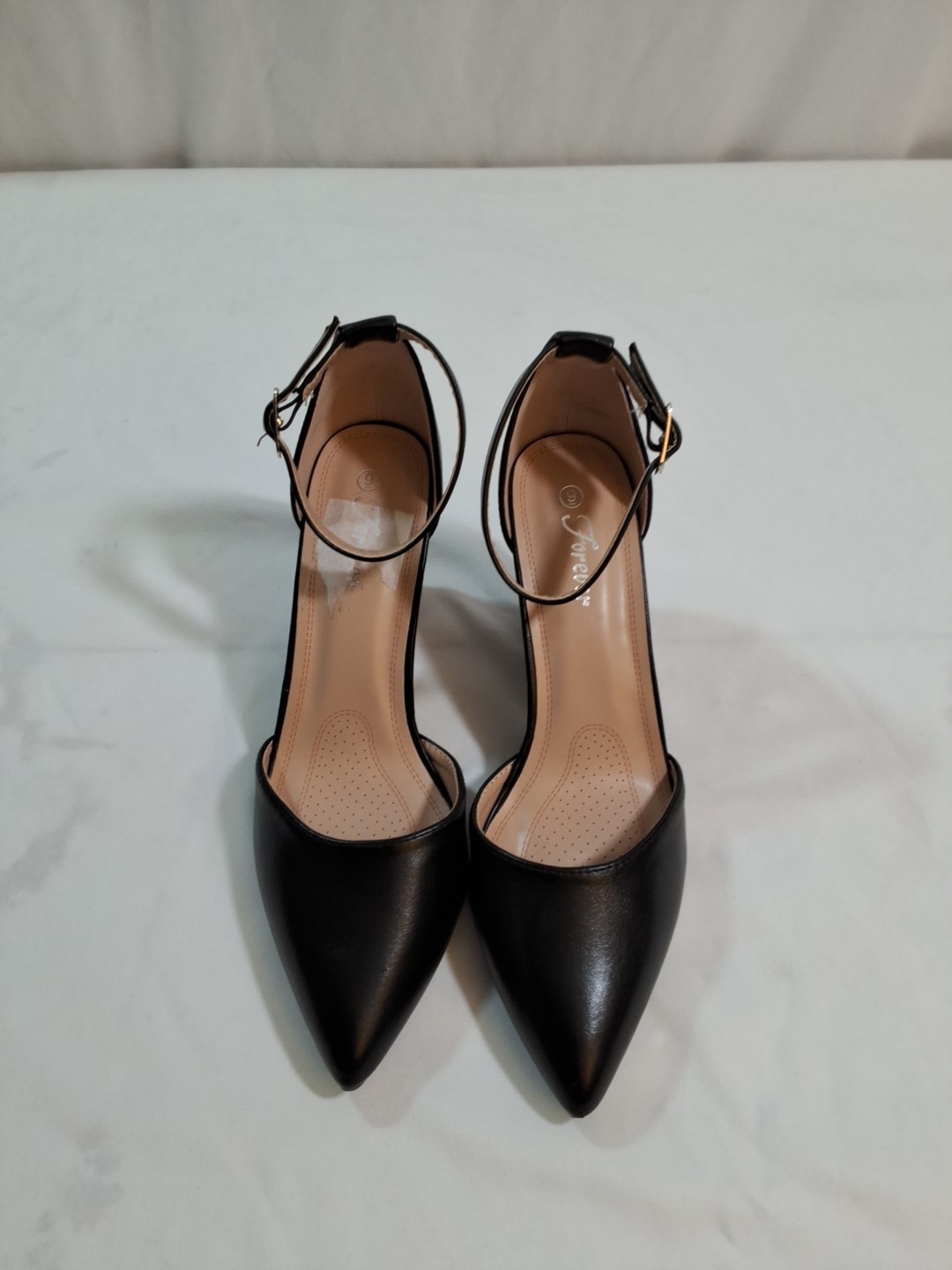 Forever  3 1/2 Inch heels size 9 Black Strap image 4