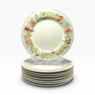 (David) Shibata Toki  Toy Shop  Set of 8 Bone China Salad Plates 7 3/4 